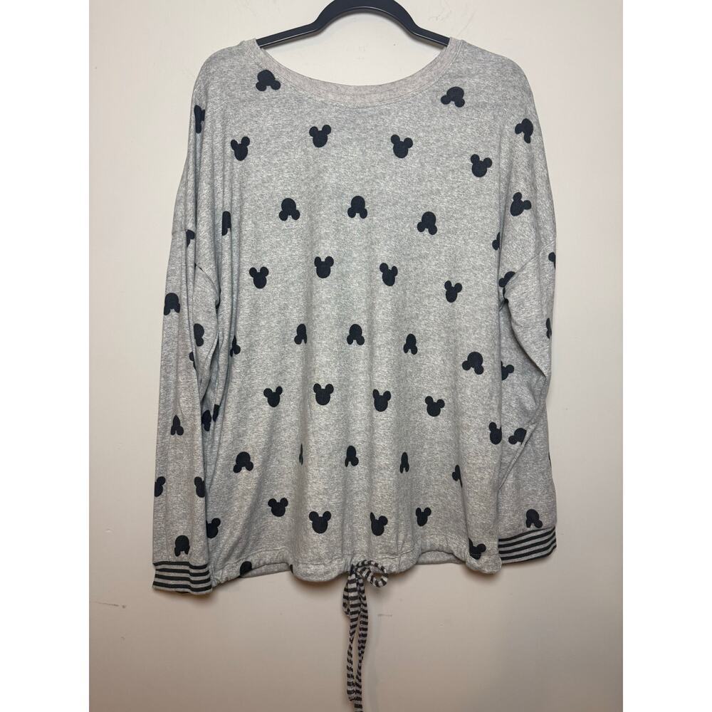 Disney Women's Grey W Black Mickey Mouse Super Soft Sleepwear Shirt Size XL